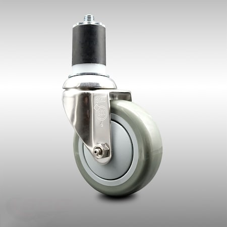 Service Caster 4 Inch 316SS Gray Polyurethane Wheel Swivel 1-3/4 Inch Expanding Stem Caster SCC-SS316EX20S414-PPUB-134